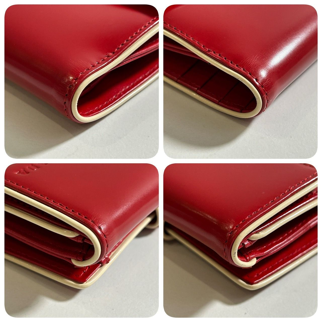PRADA】極美品 プラダ レザー 折り財布 レッド 1M0523 - メルカリ