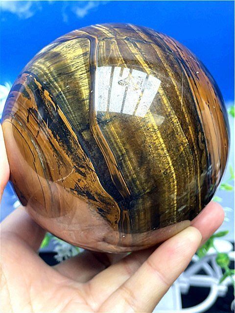 天然タイガーアイ丸玉B89A1|373A14C