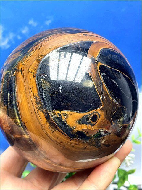 金運UP 天然タイガーアイ丸玉B89A1|373A14C