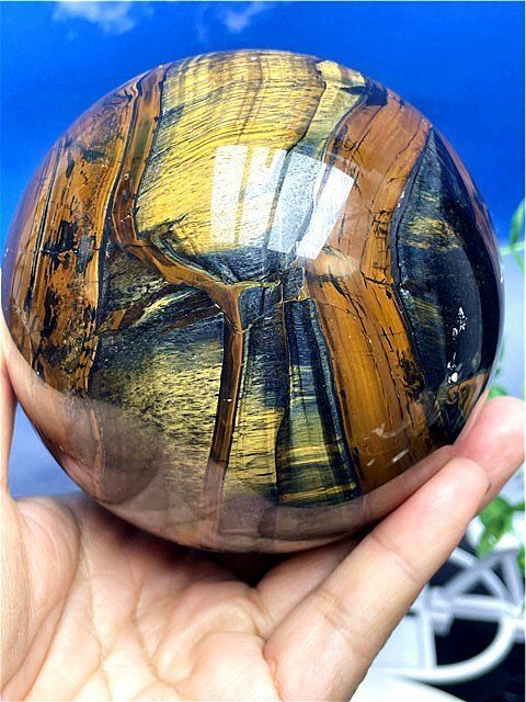  113mm 2175g AAA級 金運UP 天然タイガーアイ丸玉B89A1|373A14C コイントレイ 置物 インテリア小物