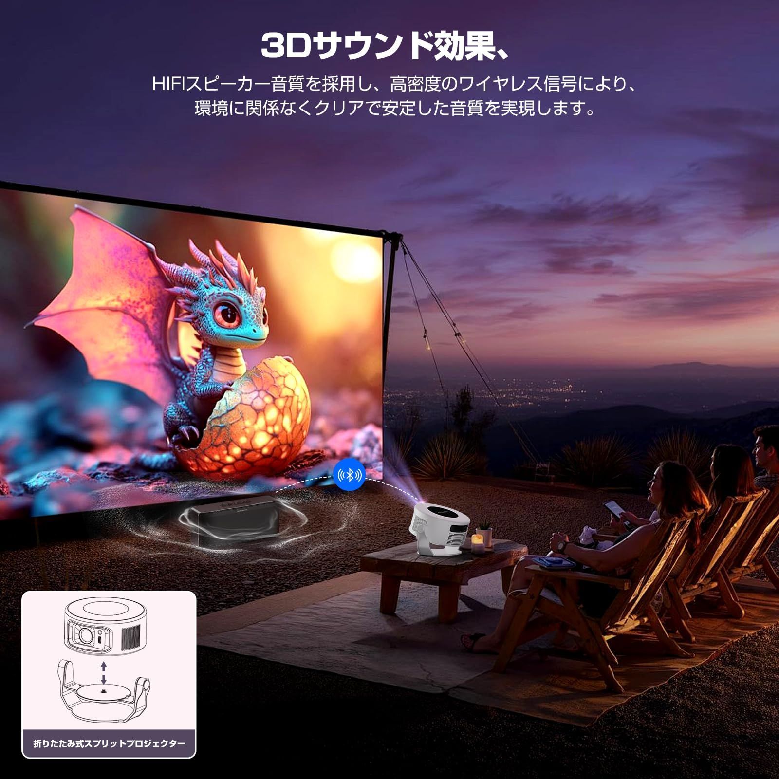 プロジェクター 家庭用 小型 【1080P 8K対応＆HDR高ダイナミック画質