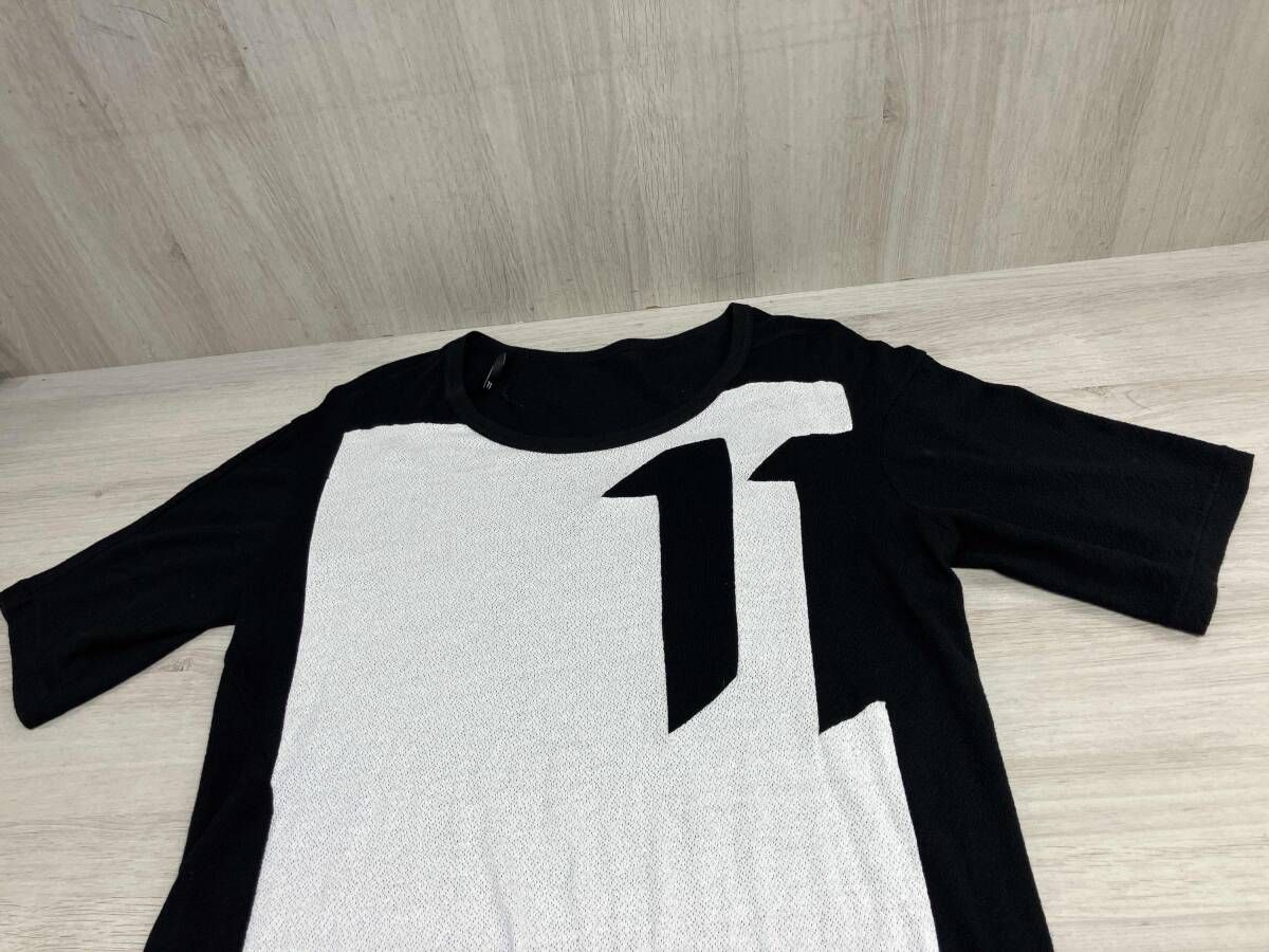 11 BY BORIS BIDJAN SABERI ロング丈 黒 半袖Tシャツ ロゴ プリント