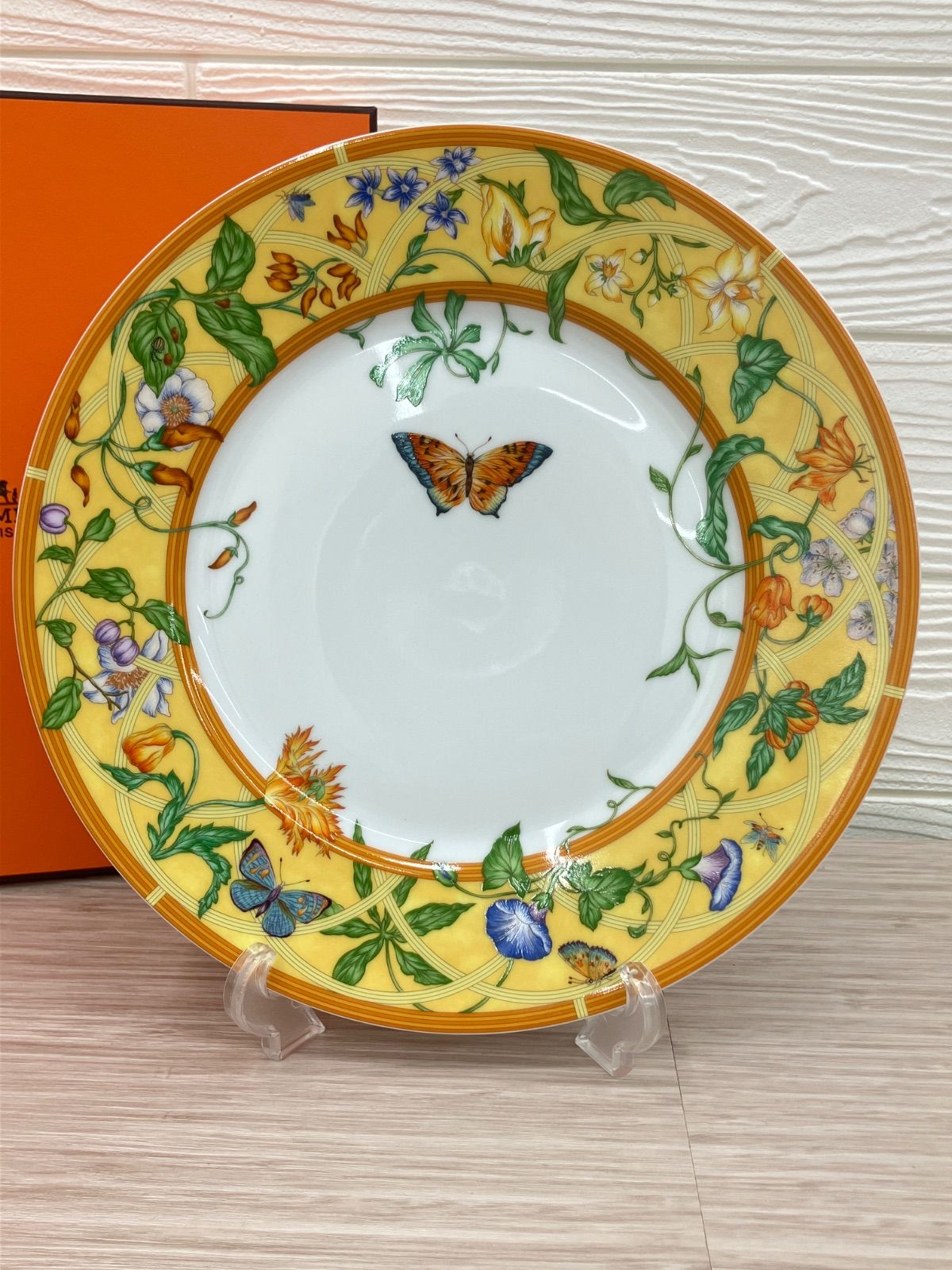 希少】未使用 HERMES エルメス シエスタ 大皿 プレート 蝶 花 27.5cm