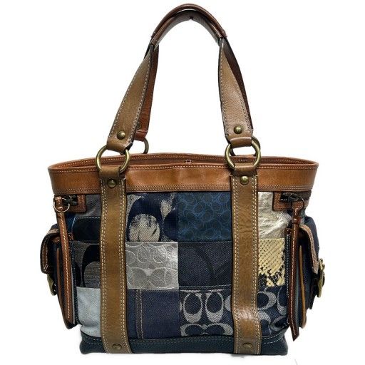 COACH コーチ トートバッグ ハンドバッグ パッチワーク デニム COACH コーチ トートバッグ ハンドバッグ パッチワーク デニム