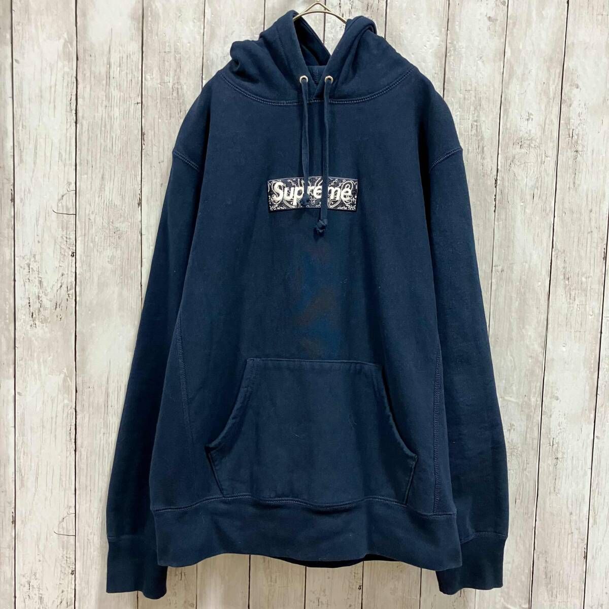 Supreme/パーカー/Bandana Box Logo Hooded Sweatshirt /ネイビー　シュプリーム　バンダナボックスロゴ　S
