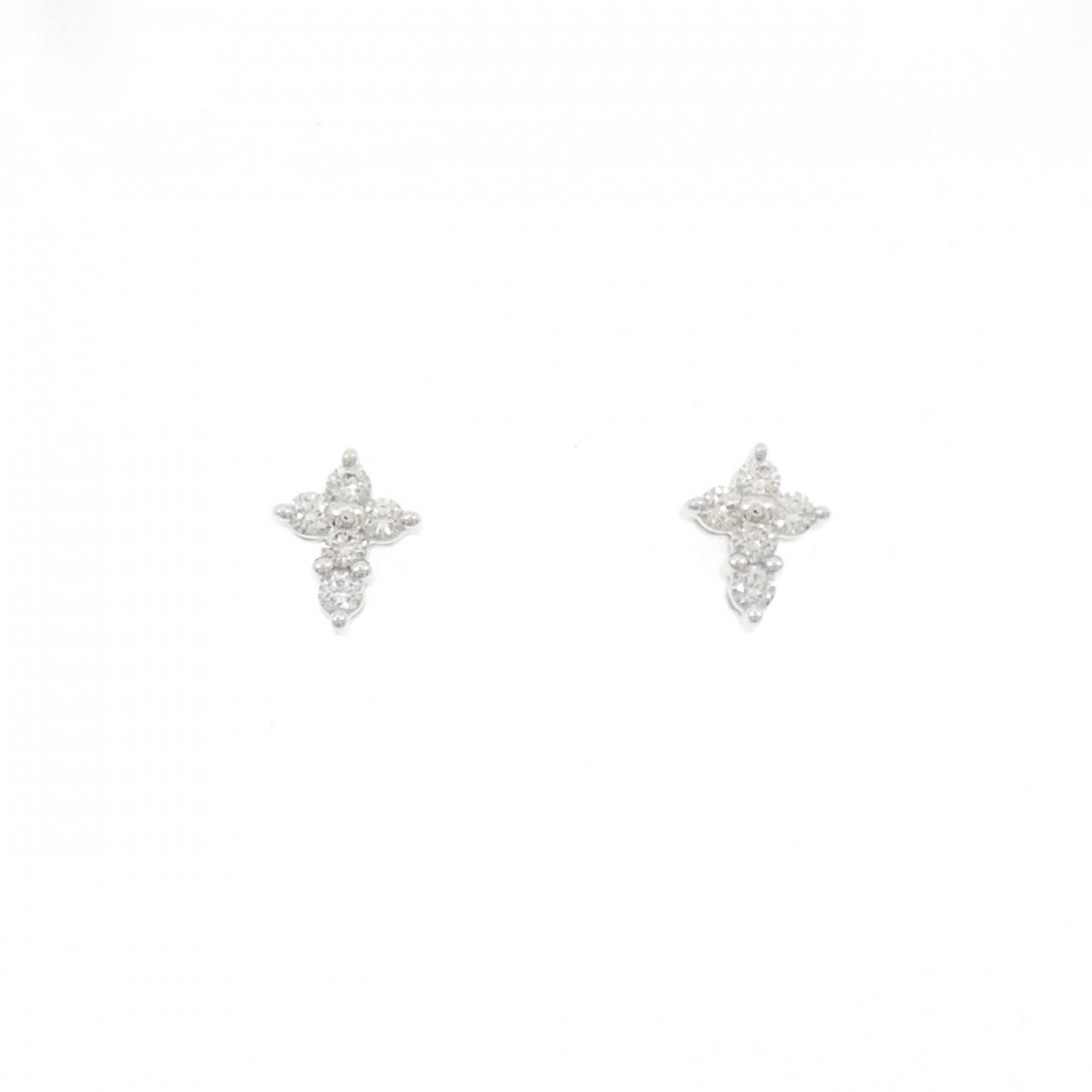 K18WG クロス ダイヤモンド ピアス 0.12CT 【公式通販】