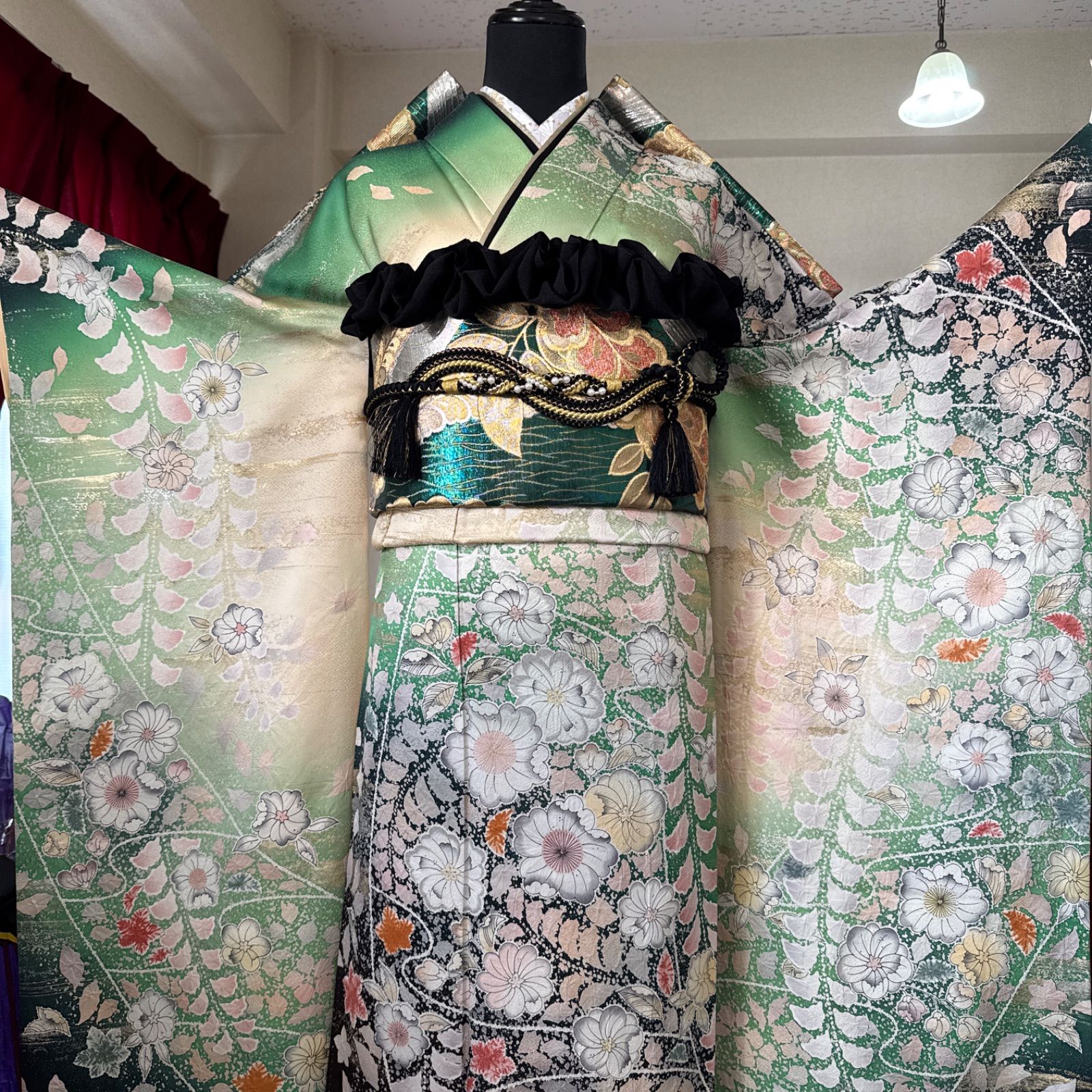 豪華振袖フルセット(7点)・袋帯・長襦袢・半衿・重ね衿・帯揚げ 