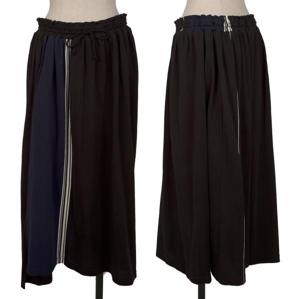 Y's ニットロングスカート 切替デザイン ブラック×ベージュ 美品 ワイズ Y's カラー切替ストライプロングニットスカート 黒青白2 【公式
