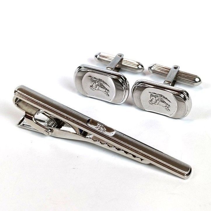 良品 BURBERRY バーバリー ネクタイピン カフスセット シルバー