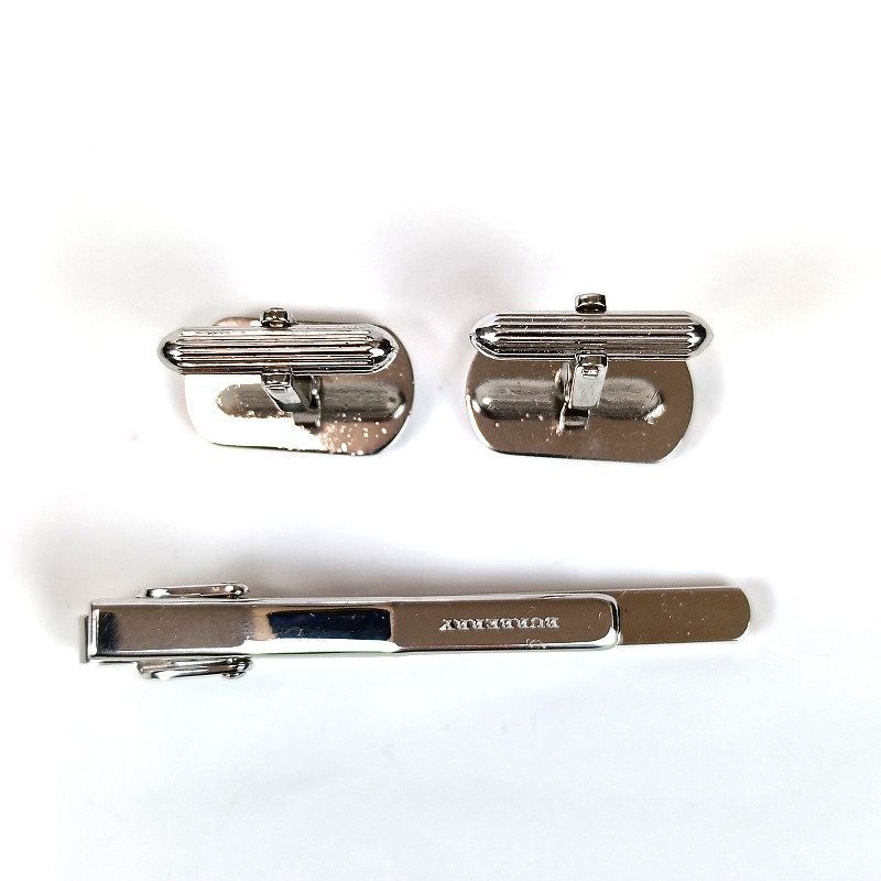 良品 BURBERRY バーバリー ネクタイピン カフスセット シルバー