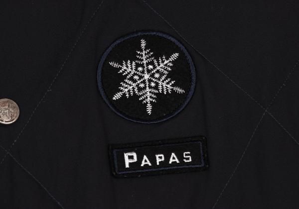 パパスPapas ナイロンキルティングダウンベスト 黒紺S - メルカリ
