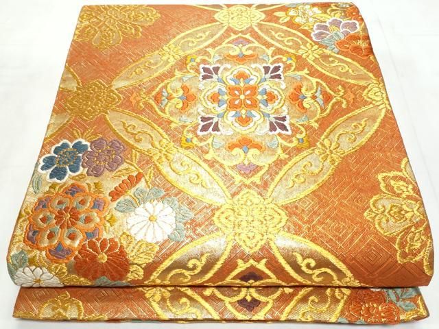平和屋着物◎六通柄袋帯 唐織 七宝正倉院花文 金糸 正絹 逸品 平和屋着物◎六通柄袋帯 唐織 七宝正倉院花文 金糸 正絹 逸品
