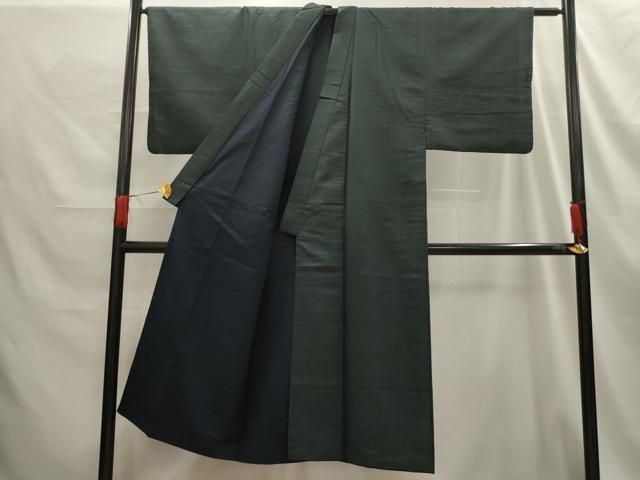 平和屋着物男性　本場大島紬　アンサンブル　格子　正絹　逸品　AABE6588sx