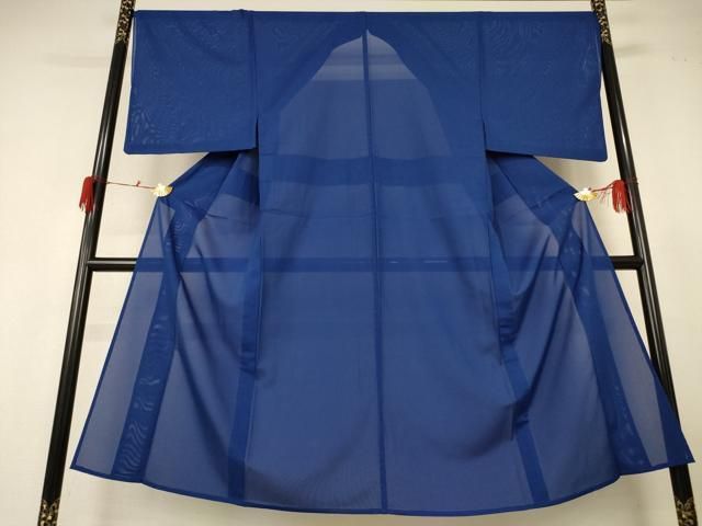 平和屋着物＊夏物　男性　色無地　絽　紺色　洗える着物　AABF9503jd