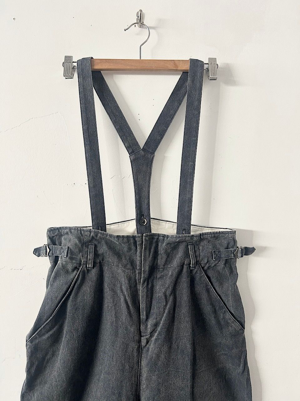 美品】atelier naruse カツラギ コットン リネン サスペンダーパンツ 