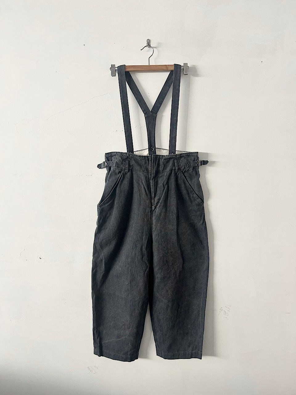美品】atelier naruse カツラギ コットン リネン サスペンダーパンツ 