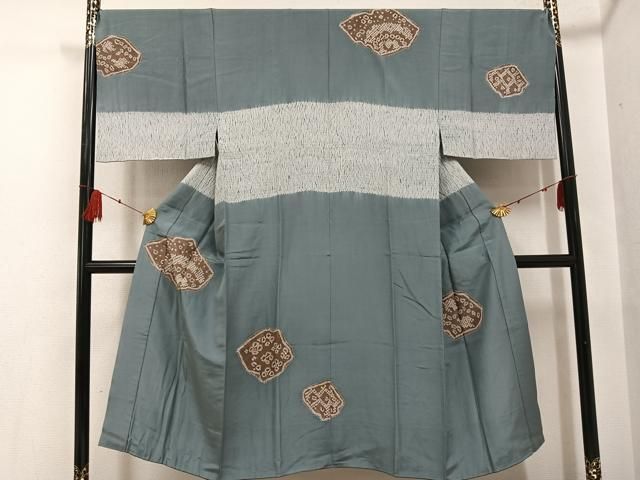 平和屋着物●男性 長襦袢 袷 絞り 幾何学花文 正絹 逸品 AABG0458ph