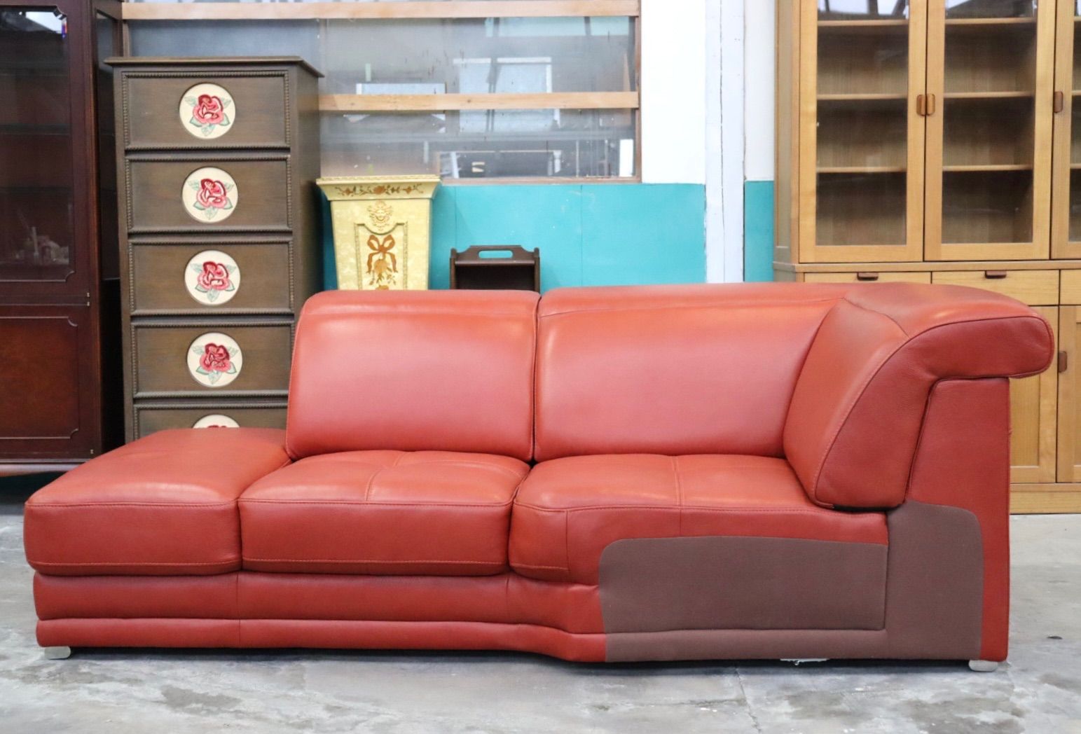 GMIS354handson / ハンドソン シェーズロング カウチソファ コーナーソファ 本革 レッド ドイツ 2人掛けソファ 長椅子 モダン