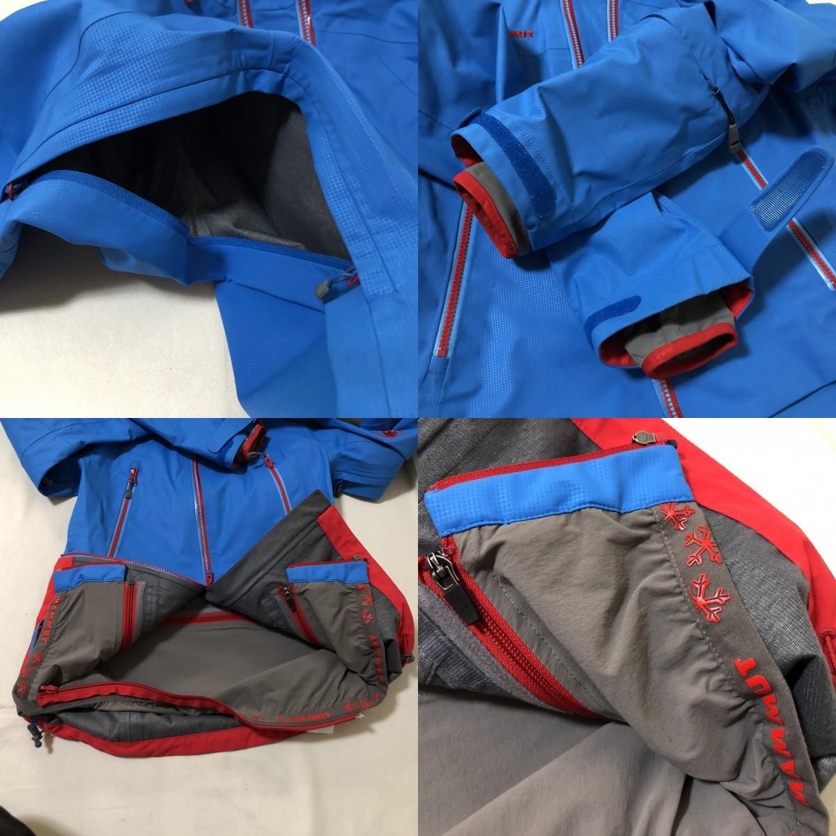 s795 美品 MAMMUT マムート スキーウエア 上下セット ブルー レッド XS