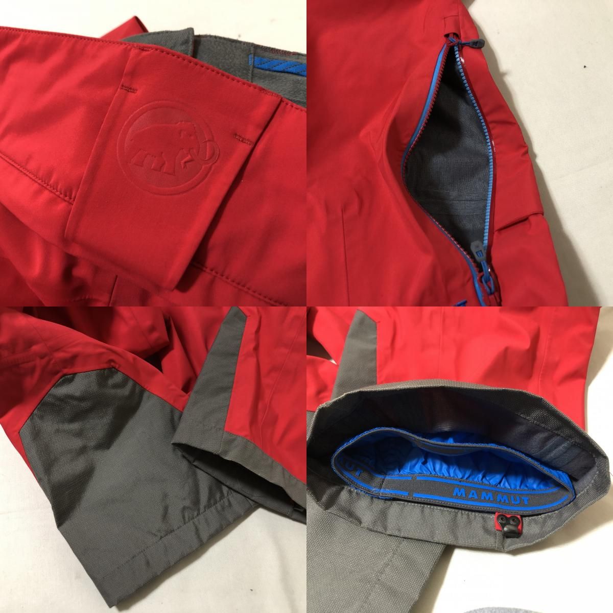 s795 美品 MAMMUT マムート スキーウエア 上下セット ブルー レッド XS