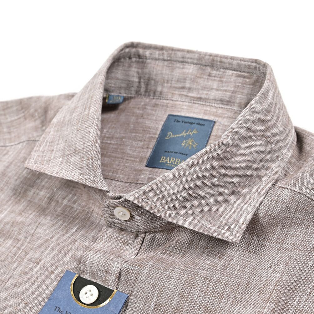 BARBA バルバ / DANDYLIFE 麻 プルオーバーシャツ ホリゾンタルカラー