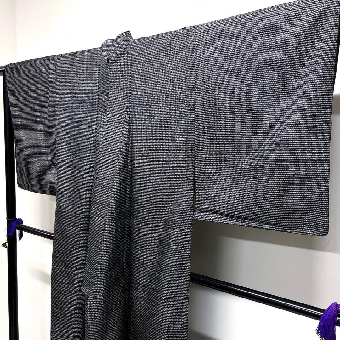 メンズ着物　小紋　格子模様　ダークトーン　グレーカラー　着物　113tz 6,930円
