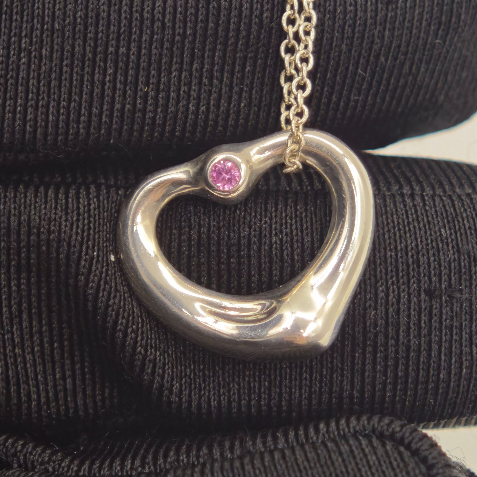 中古】Tiffany オープンハート ピンクサファイア ネックレス - メルカリ