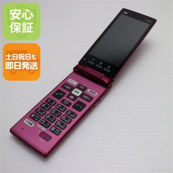 美品 KYF38 かんたんケータイ ワインレッド スマホ 本体 白ロム 土日祝