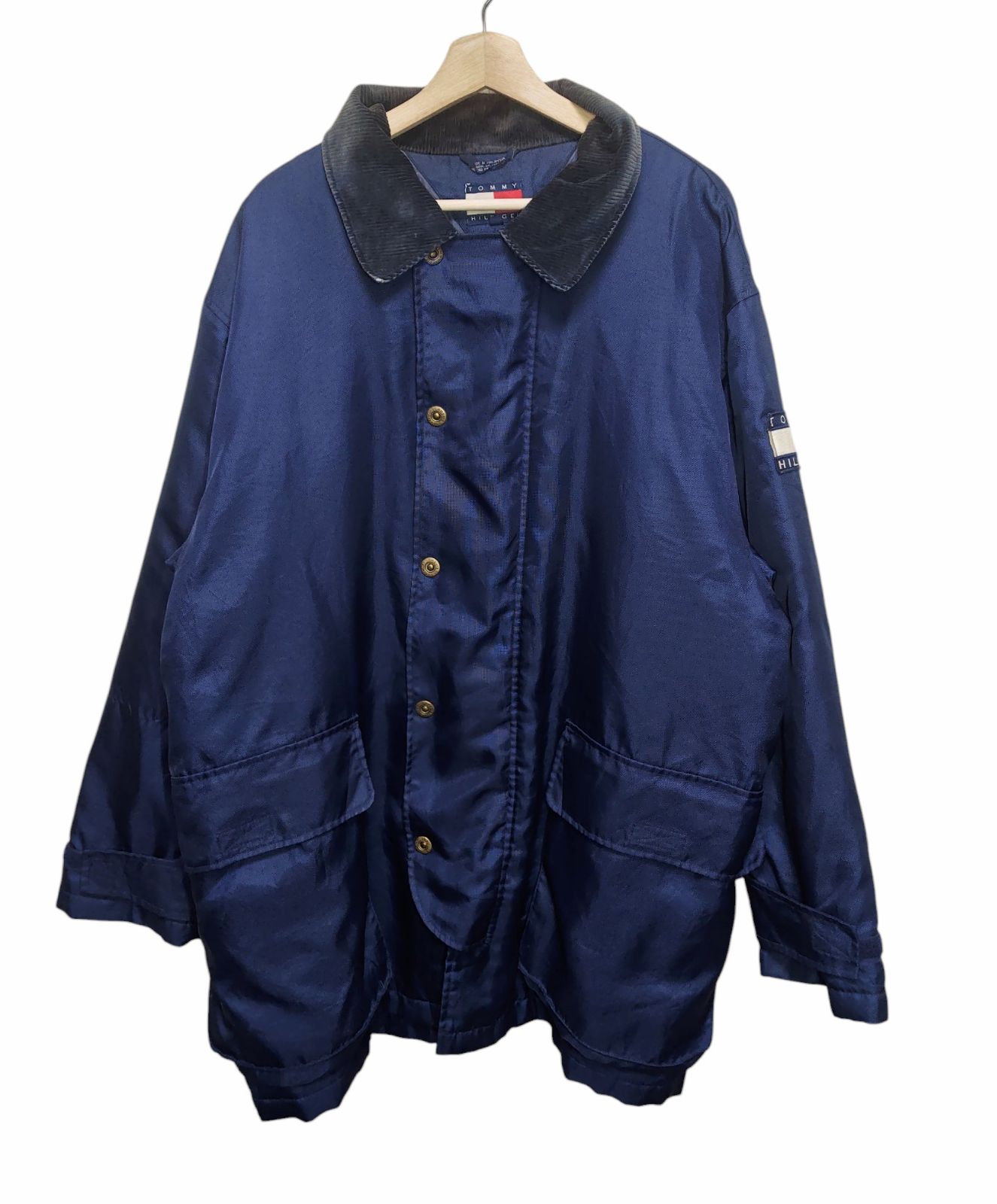 90s TOMMY HILFIGER トミーヒルフィガー ナイロンコート ネイビー