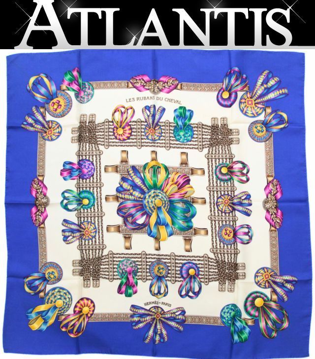 エルメス HERMES カレ90 大判スカーフ LES RUBANS DU CHEVAL 馬の