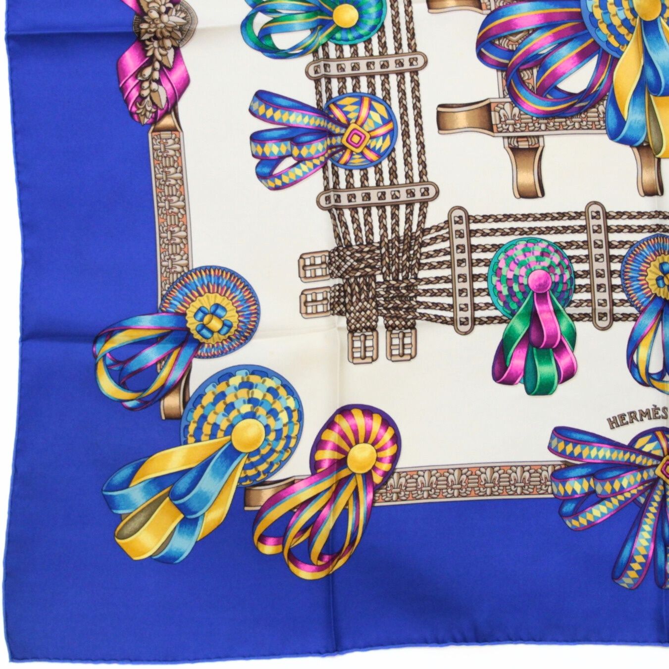 エルメス HERMES カレ90 大判スカーフ LES RUBANS DU CHEVAL 馬の