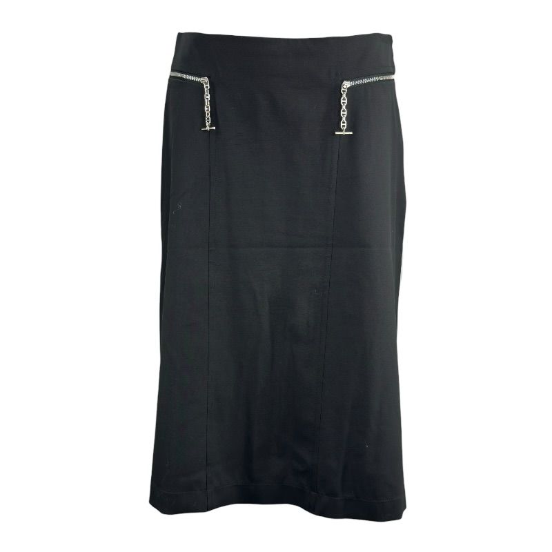 エルメス HERMES シェーヌダンクル金具スカート ブラック ウール
