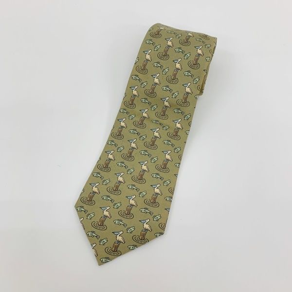 HERMES エルメス ネクタイ シルク 7533 ペリカン 魚 スーツ用小物