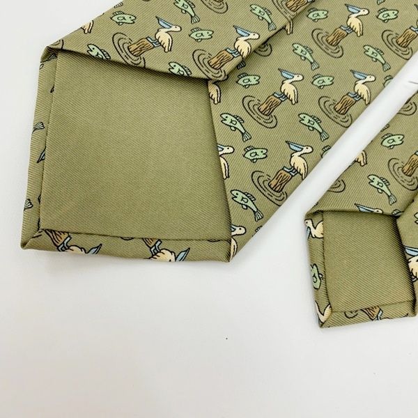 HERMES エルメス ネクタイ シルク 7533 ペリカン 魚 スーツ用小物