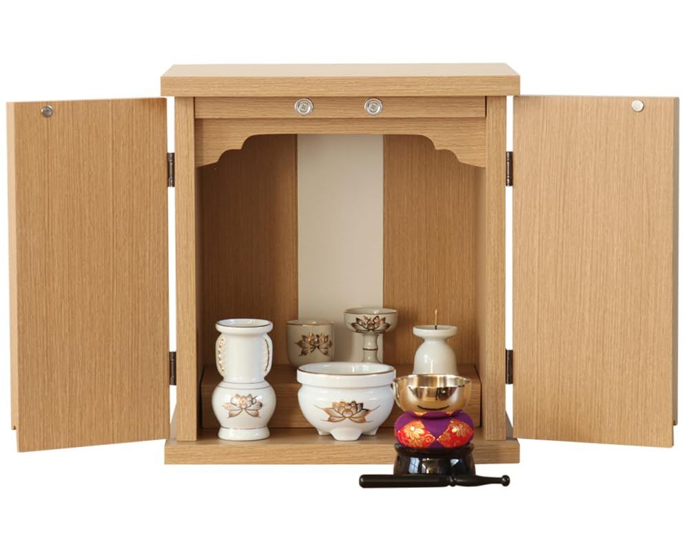 新品 仏壇 ミニ仏壇 「INORU」ナチュラル色 祈る いのる 仏具セット 