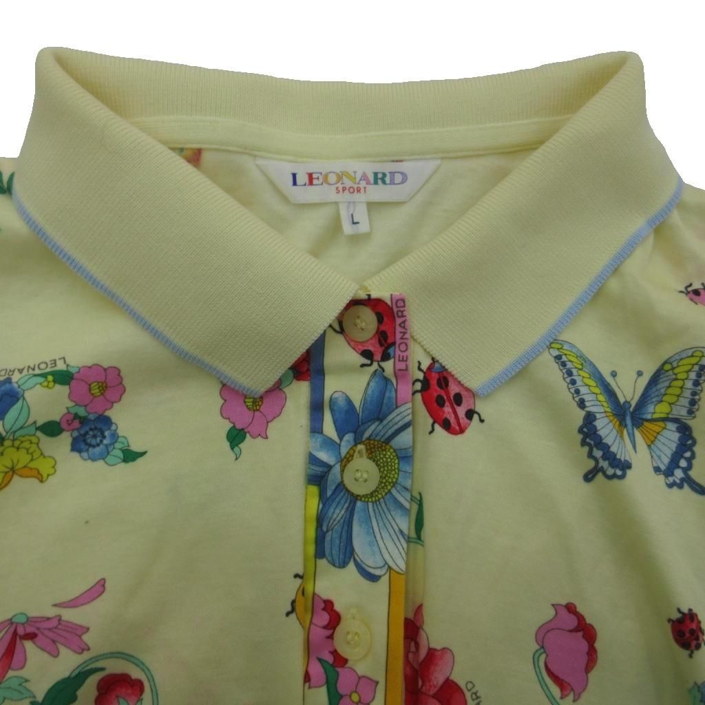 レオナールスポーツ LEONARD SPORT ポロシャツ L 黄色 イエロー 花柄