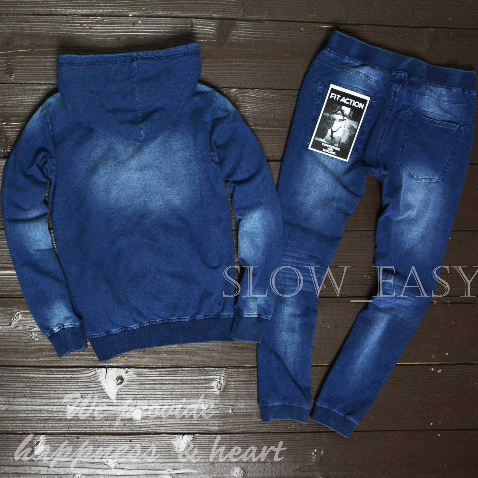 新品 [slow&easy] カットデニム セットアップ ジップパーカー ジョガー 