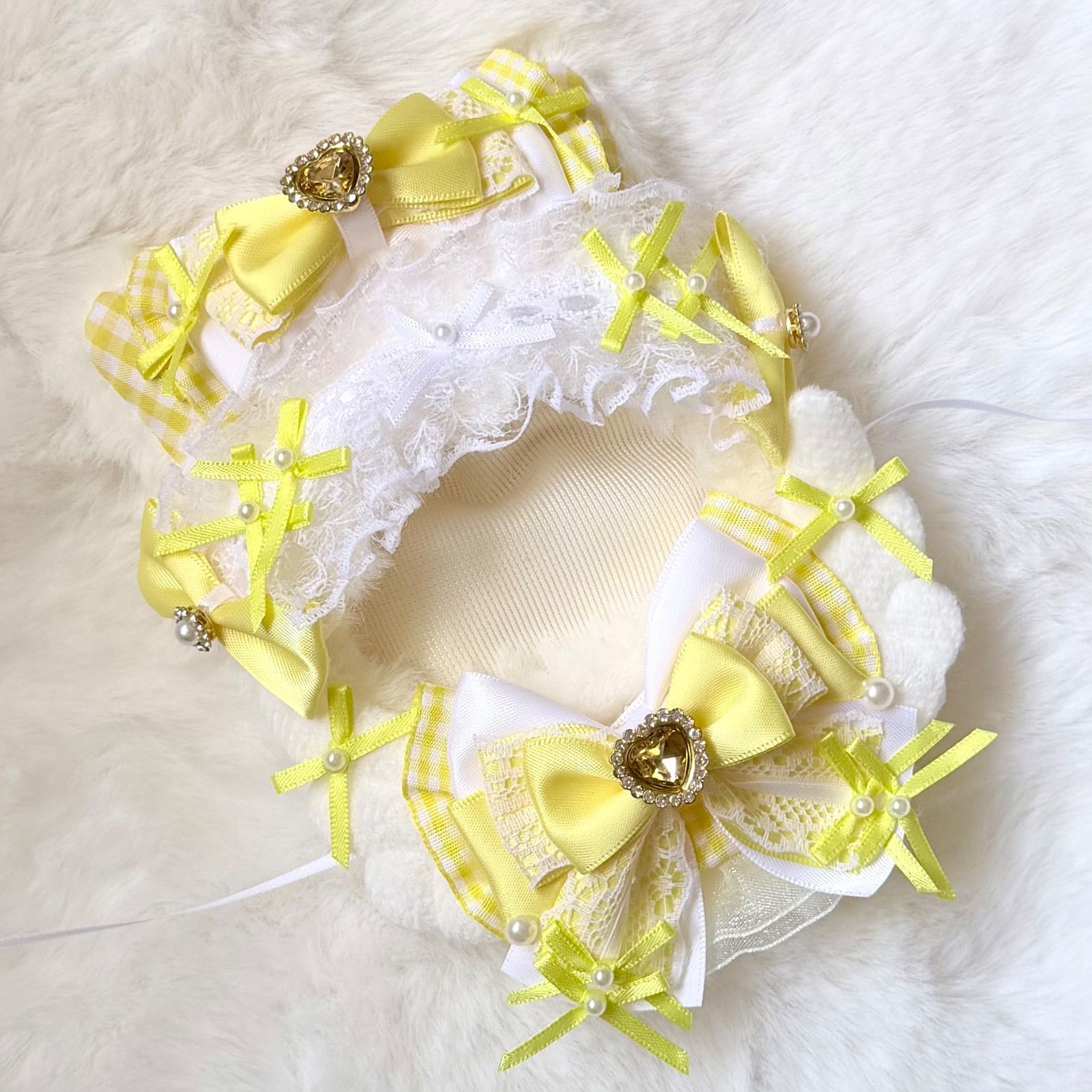 10cm～12cm用 ぬい服 ハンドメイド 天使 いつぬい 黄色 ねこみみ-配送