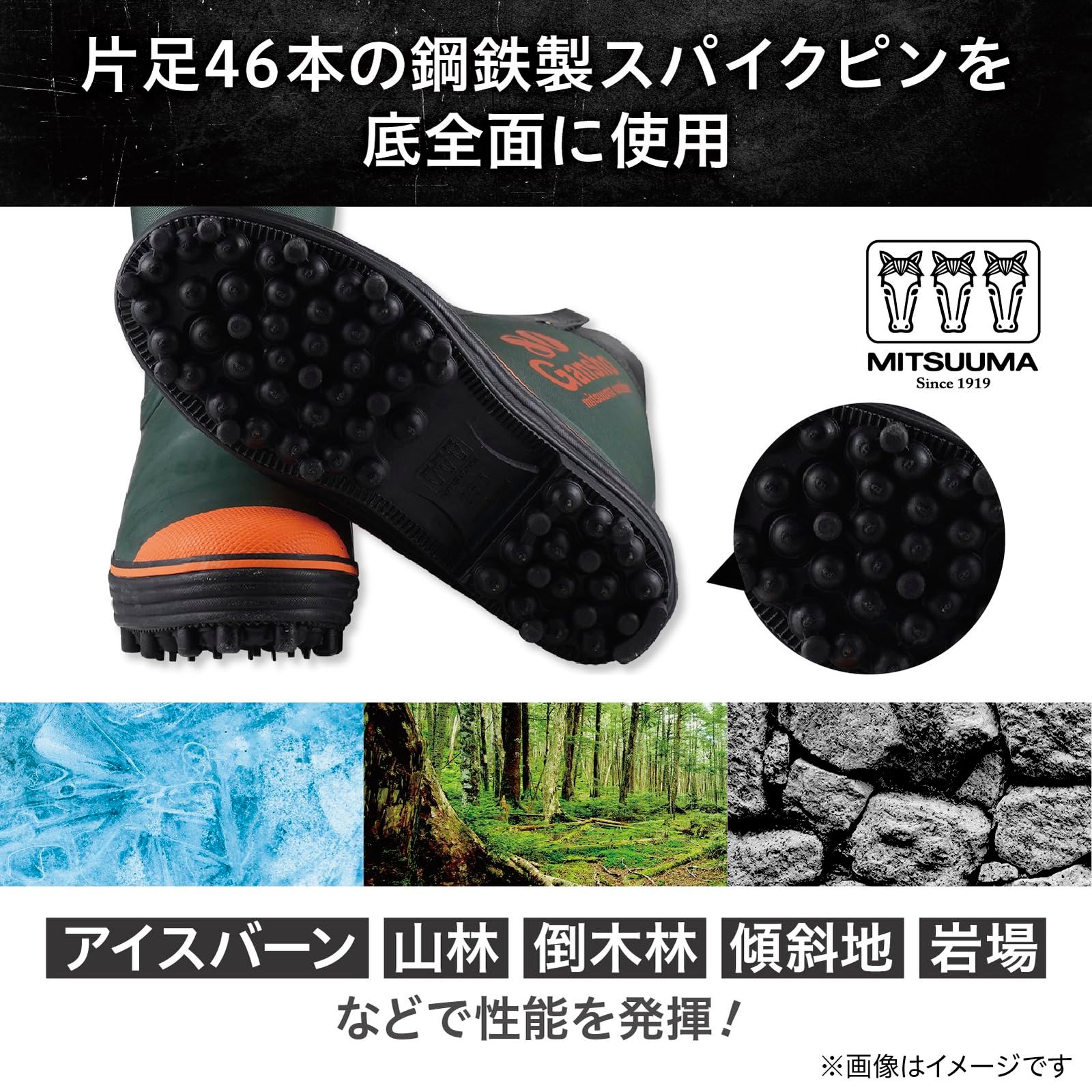 ミツウマ 長靴 岩礁80型NS 日本製 メンズ 防寒 防水 防滑 国産 林業 登山 山菜採り スパイクピン付 MITSUUMA 新品 ミツウマ 安全靴 岩礁80型NS 日本製 防水 防寒 防滑 アウトドア 林業 登山 スパイクピン付き 長靴 26.0 cm 濃グリーン No.80型NS