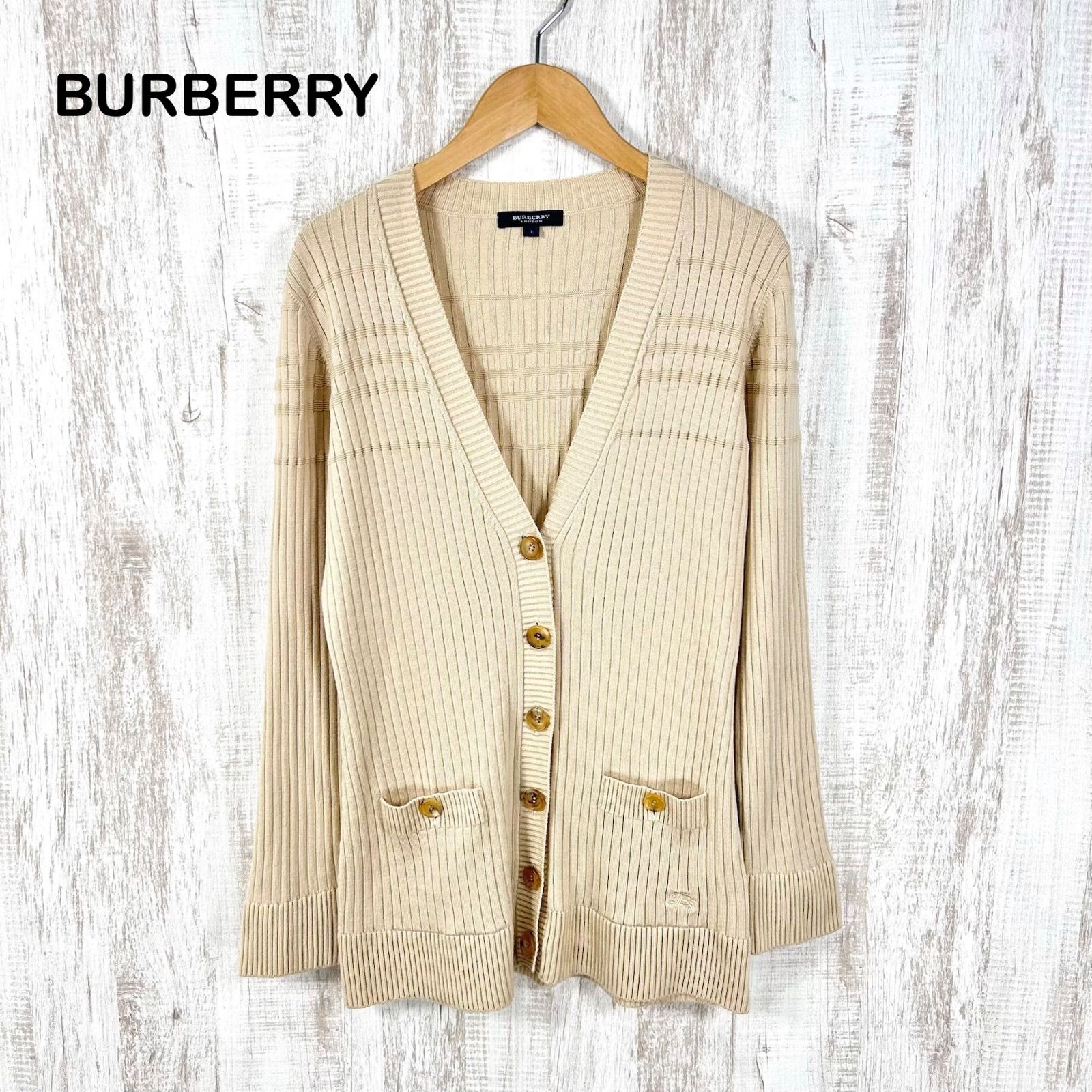 美品 BURBERRY LONDON バーバリーロンドン ホースロゴ刺繡 Vネック