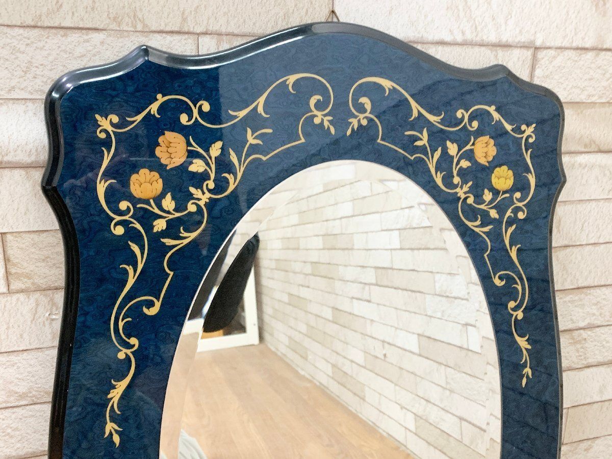 ◇イタリア製 ドマン Demain ウォールミラー 象嵌細工 鏡 壁掛け