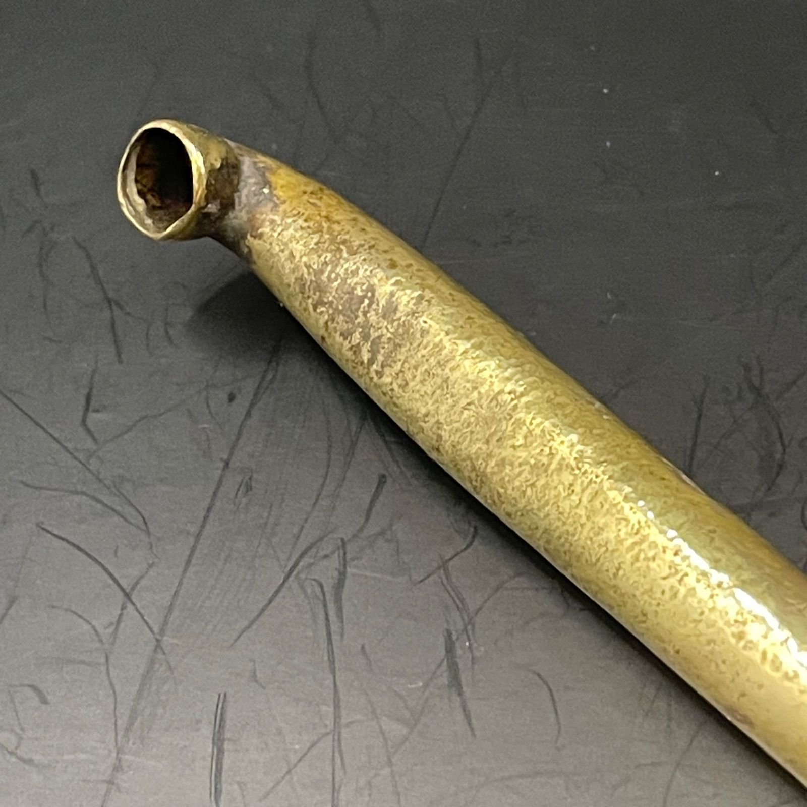 重厚59g】真鍮 延べ煙管 キセル 20.5cm 内部洗浄・磨き済み ビンテージ 