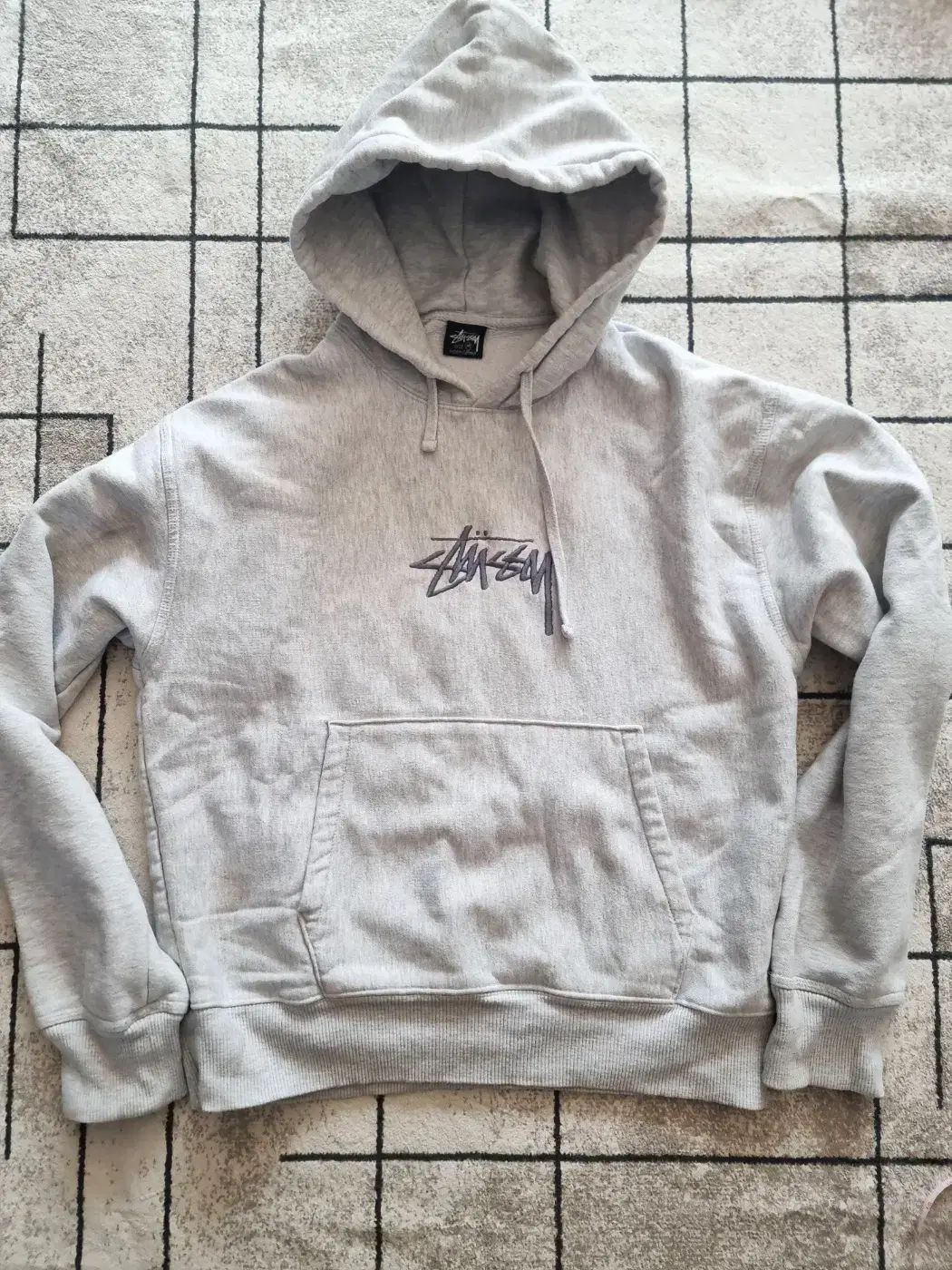 STUSSY ステューシー パーカー ヘザーグレー サイズ:M | ストックロゴ 