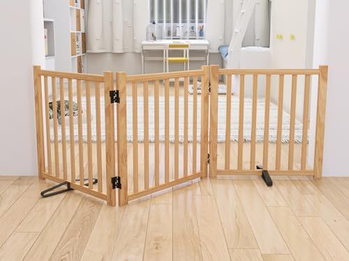 迅速に発送 ペットゲート 木製犬ゲート YOCAN ペットフェンス 高さ58cm 長さ175cm 置くだけゲート折りたたみ 倒れない いぬ 柵 室内 犬脱走防止 飛び出し防止 小型犬 中型犬用 天然木 3枚パネル aa621ea3