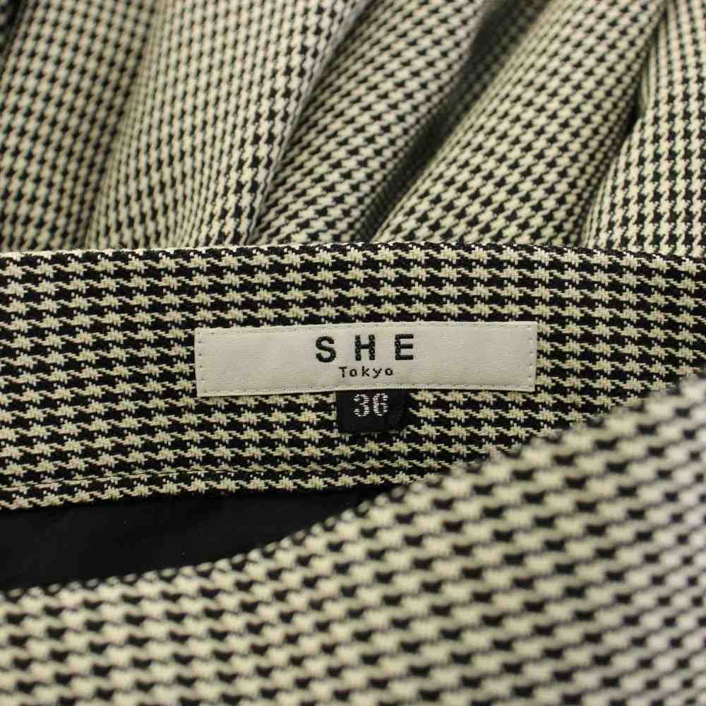 SHE Tokyo シートーキョー Jenny Houndstooth 36 シートーキョー SHE Tokyo Angie houndstooth スカート フレア 千鳥格