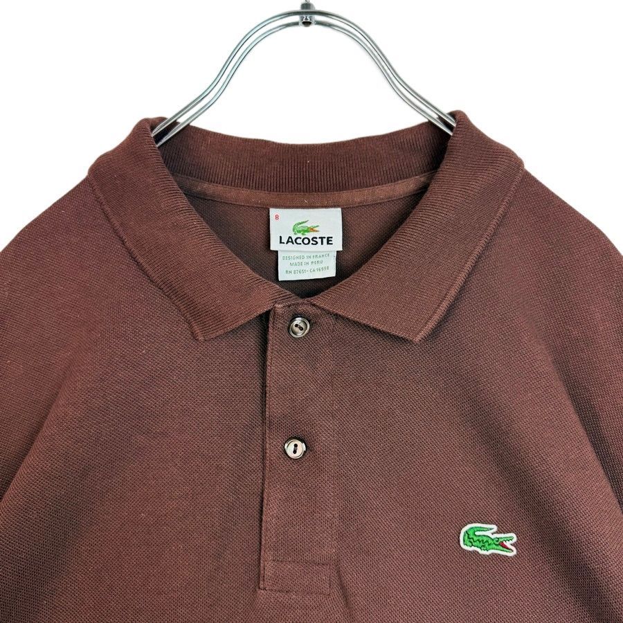 ラコステLacoste半袖ポロシャツワニロゴワッペンワンポイントコットン茶色ブラウン無地シンプルノームコア鹿の子フランスデザインY2Kレトログランパコアアメトラゆるダボオーバーサイズvin LACOSTE ラコステ 半袖 ポロシャツ L.12.12 ワニ刺繍 ワッペン 無地