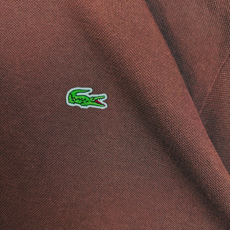 ラコステLacoste半袖ポロシャツワニロゴワッペンワンポイントコットン茶色ブラウン無地シンプルノームコア鹿の子フランスデザインY2Kレトログランパコアアメトラゆるダボオーバーサイズvin LACOSTE ラコステ 半袖 ポロシャツ L.12.12 ワニ刺繍 ワッペン 無地