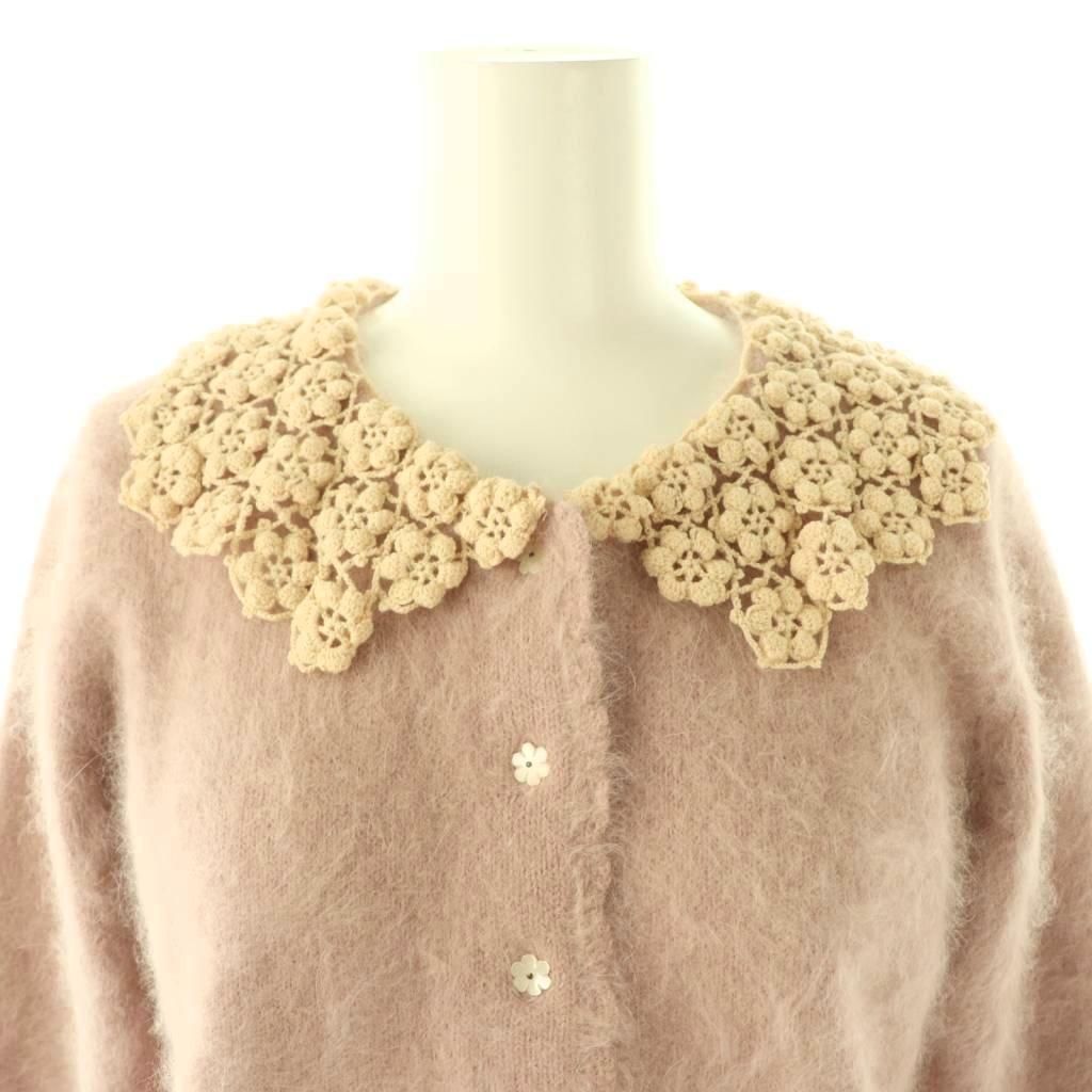 ワンダフルワールド WONDERFUL WORLD レース襟 カーディガン ニット