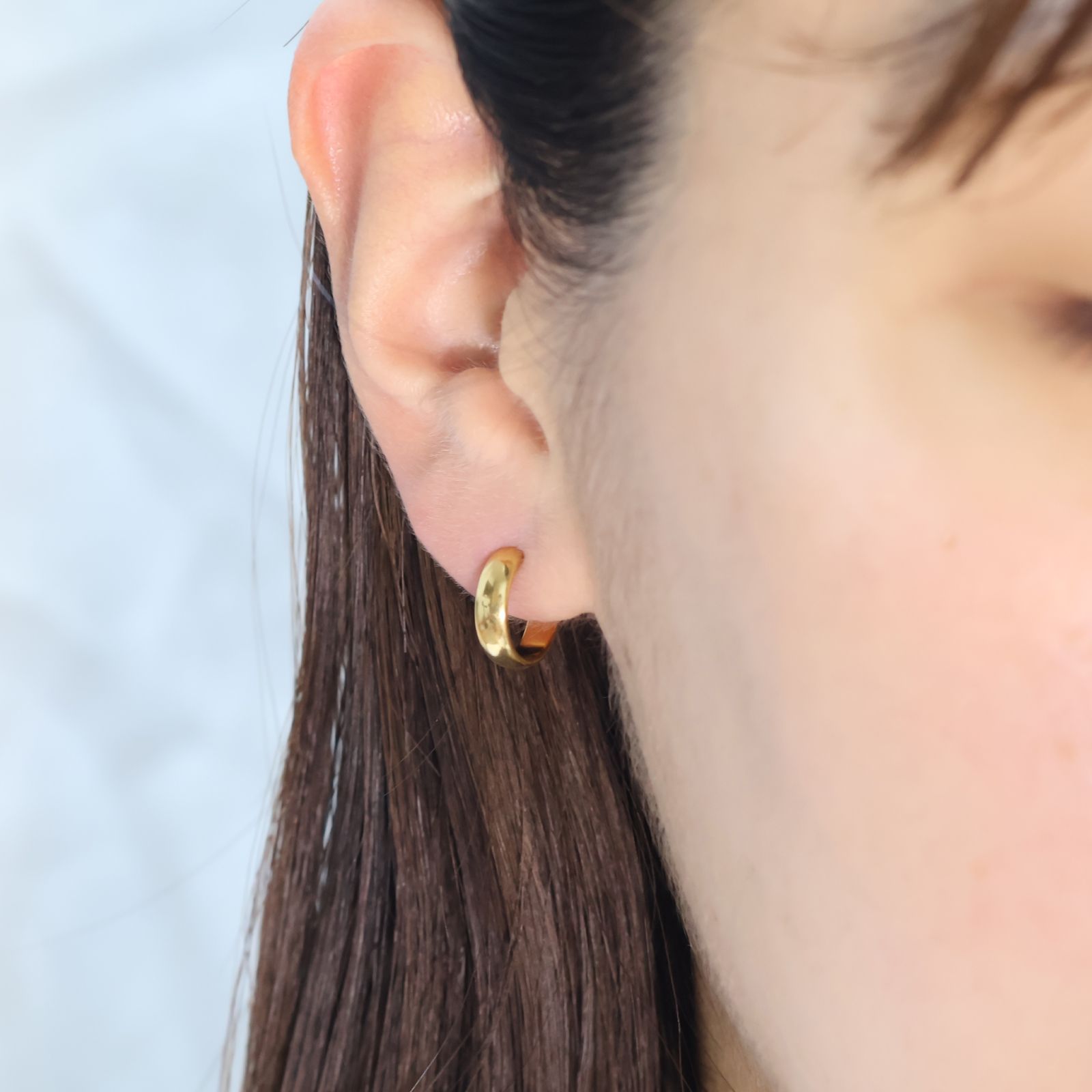 チタン フープピアス 【球面/シルバー 幅3.5×内径8×ポスト径1.0mm 18G 