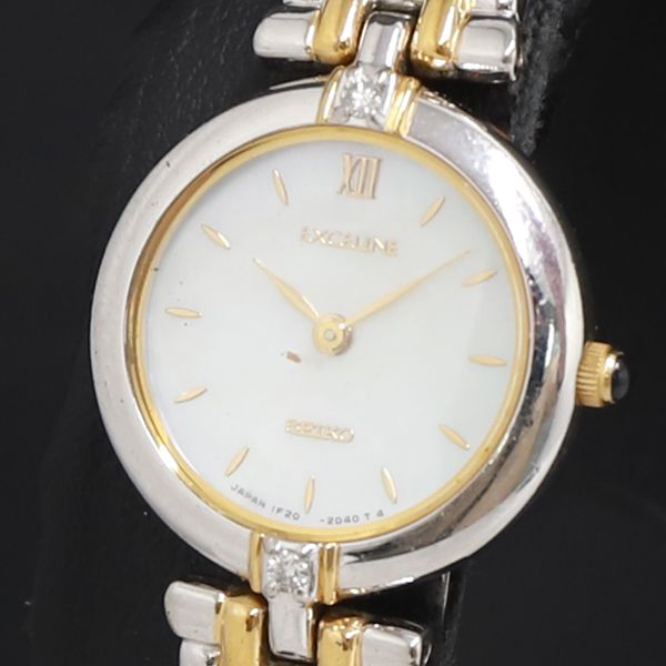 QZ セイコー エクセリーヌ 1F20-0J50 シェル文字盤 レディース腕時計